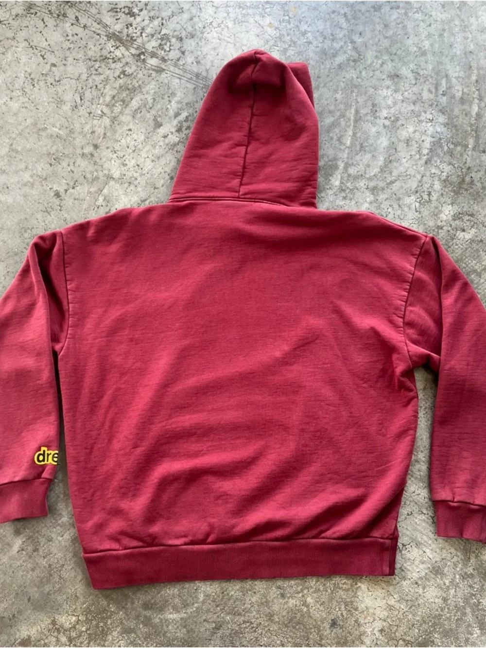 DREW Justin Bieber Burgundy Hoodie with Yellow Smiley Logo - Picture 5 of 9